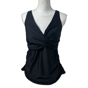 HILOR BLACK WOMEN V-NECK SWIMMING STRETCH TANKINI SIZE US 14 BRAND NEW WITH TAGS